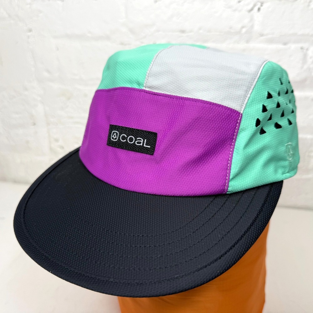 Men's Colorblock Five-Panel Cap in Purple/Teal/Black